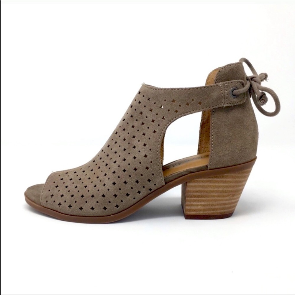 Lucky Brand Bracy peep toe tie back suede bootie